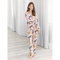 Chelsea Peers Classic Long Button Up Pyjama Set In Polyester - Pink