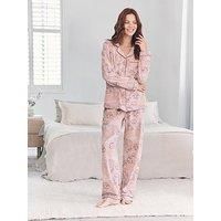Chelsea Peers Long Button Up Pyjama Set - Pink