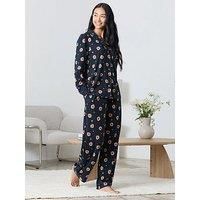 Chelsea Peers Long Button Up Set - Dark Blue