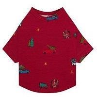 Chelsea Peers Ditsy Santa Bike Pet Pyjama T-Shirt - Red