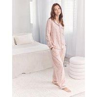 Chelsea Peers Classic Long Button Up Set - Pink