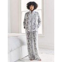 Chelsea Peers Zip Through And Wide Leg Jogger Set In Burnout - Beige