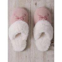 Chelsea Peers Womens Cord Slippers With Embroidery - Beige