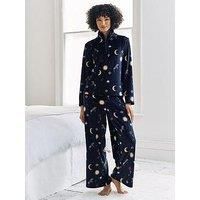 Chelsea Peers Chelsea Peers Zip Through And Wide Leg Jogger Set - Navy