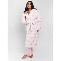 Loungeable Sherpa Bow Hooded Maxi Robe - Pink