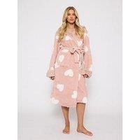 Loungeable Jaquard Heart All In One Hooded Robe - Pink