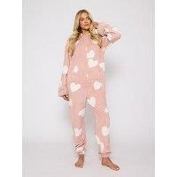 Loungeable Jaquard Heart All In One - Pink
