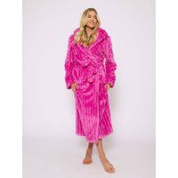 Loungeable Plush Luxury Maxi Hooded Dressing Gown - Pink