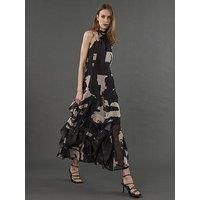 Religion Taylor Maxi Dress With Full Frill Skirt - Black