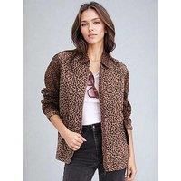 Religion Maeva Shirt In Mixed Leopard Print And Zip Fastening - Beige