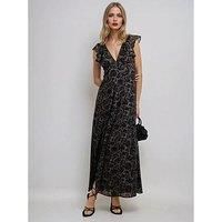 Religion Bella Lace Up Maxi Dress In Dark Tie Dye Print - Brown
