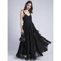 Religion Kate Maxi Ruffle Dress With Spaghetti Straps - Black
