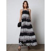 Religion Unknown Maxi Dress In Tie Dye Stripe - Black