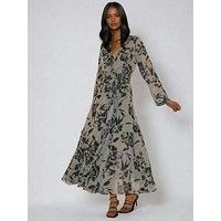 Religion 2 Way Wrap Floral Georgette Maxi Dress - Brown