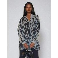 Religion Erin Knitted Funnel Neck Animal Print Jumper Dress - Animal