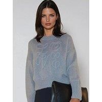 Religion Lucy Love Embroidered Loose Jumper - Grey