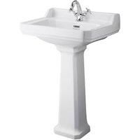 Bayswater Fitzroy Traditional 1 Tap Hole Basin with Full Pedestal - 595mm