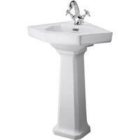 Bayswater Fitzroy Traditional 1 Tap Hole Corner Basin with Full Pedestal - 291mm