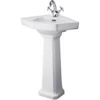 Bayswater Fitzroy Traditional 1 Tap Hole Corner Basin with Comfort Height Full Pedestal - 291mm