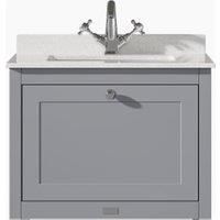 Bayswater Hartleigh Plummett Grey Traditional Wall Hung Vanity Unit & 1 Tap Hole White Marble Top Basin - 600mm