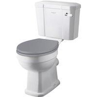 Bayswater Fitzroy Traditional Close Coupled Comfort Toilet Pan, Cistern & Plummett Grey Soft Close Seat