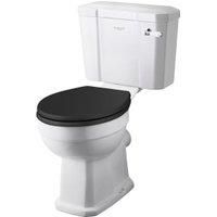 Bayswater Fitzroy Traditional Close Coupled Comfort Toilet Pan, Cistern & Black Soft Close Seat