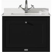 Bayswater Hartleigh Matt Black Traditional Wall Hung Vanity Unit & 1 Tap Hole White Marble Top Basin - 600mm