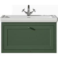 Bayswater Hartleigh Hunter Green Traditional Wall Hung Vanity Unit & 1 Tap Hole Traditional Recessed Basin - 800mm