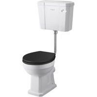 Bayswater Fitzroy Traditional Low Level Comfort Height Toilet Pan, Cistern & Black Soft Close Seat