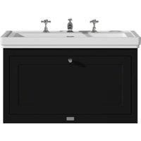 Bayswater Hartleigh Matt Black Traditional Wall Hung Vanity Unit & 3 Tap Hole Traditional Recessed Basin - 800mm