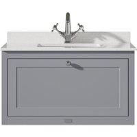 Bayswater Hartleigh Plummett Grey Traditional Wall Hung Vanity Unit & 1 Tap Hole White Marble Top Basin - 800mm