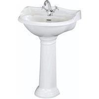 Bayswater Porchester Traditional 1 Tap Hole Basin with Full Pedestal - 600mm