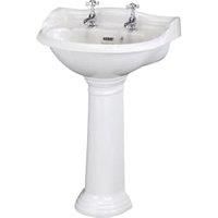 Bayswater Porchester Traditional 2 Tap Hole Basin with Full Pedestal - 600mm