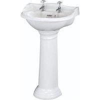 Bayswater Porchester Traditional 2 Tap Hole Basin with Full Pedestal - 500mm