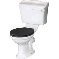 Bayswater Porchester Traditional Close Coupled Toilet Pan, Cistern & Black Soft Close Seat