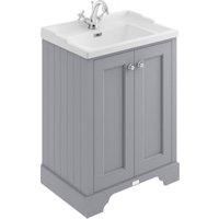 Bayswater Victrion Plummett Grey Traditional Freestanding Vanity Unit & White Recessed Basin - 600mm