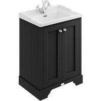 Bayswater Victrion Matt Black Traditional Freestanding Vanity Unit & White Recessed Basin - 600mm