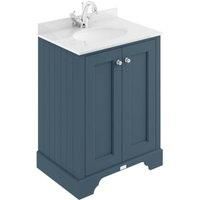 Bayswater Victrion Stiffkey Blue Traditional Freestanding Vanity Unit & White Marble Top Basin - 600mm