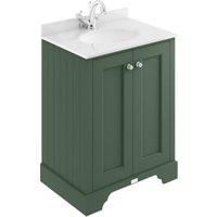 Bayswater Victrion Hunter Green Traditional Freestanding Vanity Unit & White Marble Top Basin - 600mm