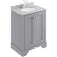 Bayswater Victrion Plummett Grey Traditional Freestanding Vanity Unit & Grey Marble Top Basin - 600mm