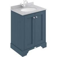 Bayswater Victrion Stiffkey Blue Traditional Freestanding Vanity Unit & Grey Marble Top Basin - 600mm