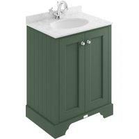 Bayswater Victrion Hunter Green Traditional Freestanding Vanity Unit & Grey Marble Top Basin - 600mm