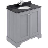 Bayswater Victrion Plummett Grey Traditional Freestanding Vanity Unit & Black Marble Top Basin - 800mm