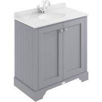 Bayswater Victrion Plummett Grey Traditional Freestanding Vanity Unit & White Marble Top Basin - 800mm