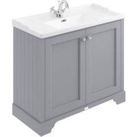 Bayswater Victrion Plummett Grey Traditional Freestanding Vanity Unit & White Recessed Basin - 1000mm