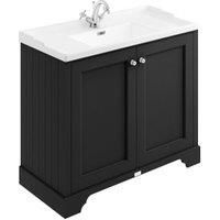 Bayswater Victrion Matt Black Traditional Freestanding Vanity Unit & White Recessed Basin - 1000mm