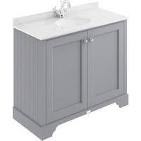 Bayswater Victrion Plummett Grey Traditional Freestanding Vanity Unit & White Marble Top Basin - 1000mm