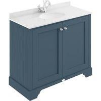 Bayswater Victrion Stiffkey Blue Traditional Freestanding Vanity Unit & White Marble Top Basin - 1000mm