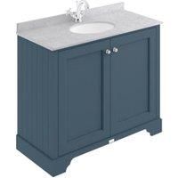 Bayswater Victrion Stiffkey Blue Traditional Freestanding Vanity Unit & Grey Marble Top Basin - 1000mm