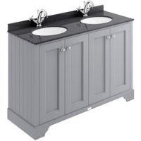 Bayswater Victrion Plummett Grey Traditional Freestanding Vanity Unit & Black Marble Top Basin - 1200mm
